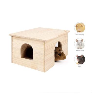 China Breathable Wooden Bedroom With Window Chinchilla And Guinea Pigs Hut Hideout Natural Wooden Pet House for sale