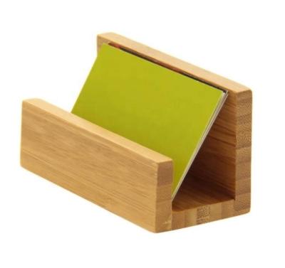 China Eco-friendly natural bamboo wooden business card holder desks business card desk display stands for sale