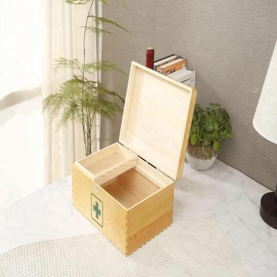 China Recycled Materials Wholesale Solid Wood First Aid Kit Medical Case Box for sale