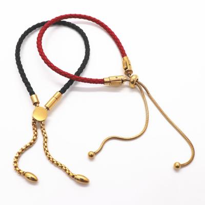 China FASHIONABLE Stainless Steel Adjustable Buckle Bracelet Leather Rope Accept Bracelet Hand Customized Leather Rope for sale