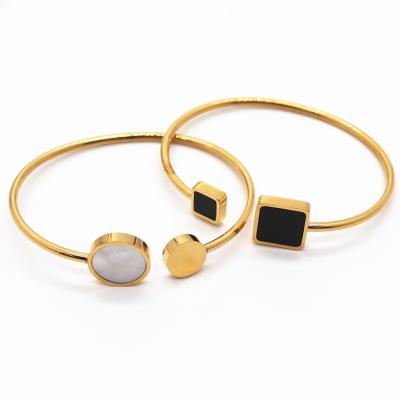 China TRENDY Geometric Square Round Open Cuff Bracelet For Women Fashion Jewelry Gifts Adjustable Bracelet for sale