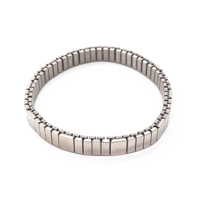 China Hiphop Rectangular Stretch Bracelet Women Men Couple Bangle Stainless Steel Bracelet for sale