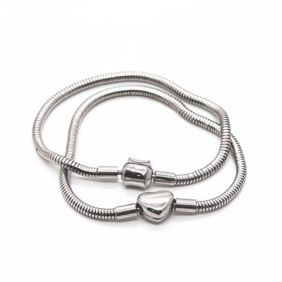 China Brand New Soft Vintage Snake Bone Beaded Round Bracelet Jewelry Snap Fastener Stainless Steel Snake Chain for sale