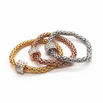 China Casual / Sporty Top Vends Stainless Steel Bracelet Corn Chain Bracelet Rotatable Diamond Beads Cheap Custom Bracelets Jewelry for sale