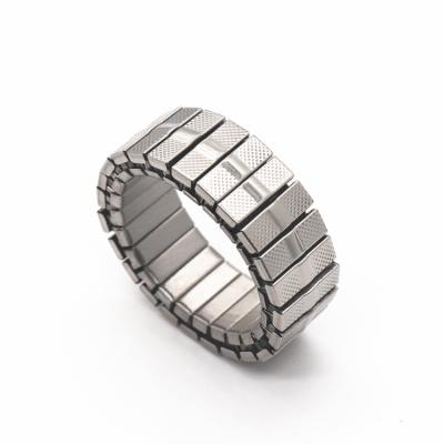 China Best Casual/Sporting Selling Ring Adjustable Ring Hip Hop Wholesale Men's Stretch Stainless Steel Elastic Ring for sale