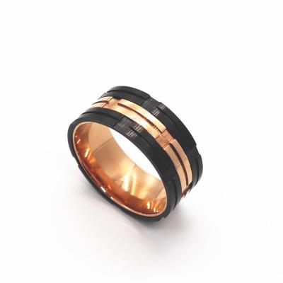 China TRENDY Rose Gold Plated Jewelry Stainless Steel Ring Women Fashion Color Matching Ring Men for sale