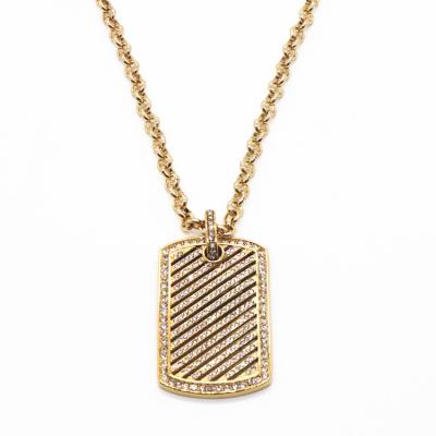 China Hiphop 18K Gold Plated Jewelry Minimalist Geometric Square Diamond Necklace Pendant Chain Necklace for sale