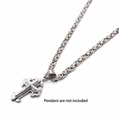 China Stainless Steel Men's Long Chain Cool Titanium Jewelry Hip Hop Hip Hop Necklace Byzantine Imperial Chain for sale