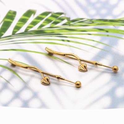 China Stainless Steel Leaves Branch Pin Stainless Steel Brooch Collar Niche Clothing Accessories Gold Plated Collar Pin for sale