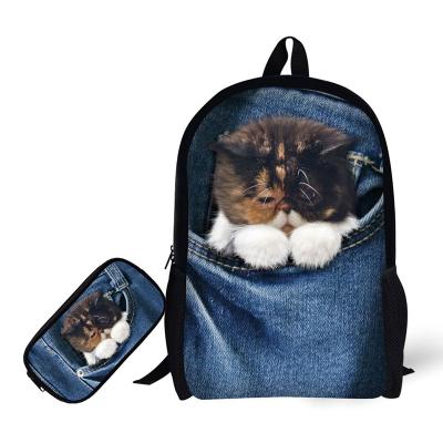 China Lightweight Retail Pocket Pet Kids School Bag Set Backpack With Zipper Pencil Case for sale