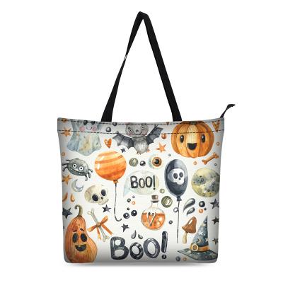 China Wholesale China Shopping Bag Promotional Gift For Halloween Decoration Canvas Shopping Bag Cotton Bag With Zipper for sale