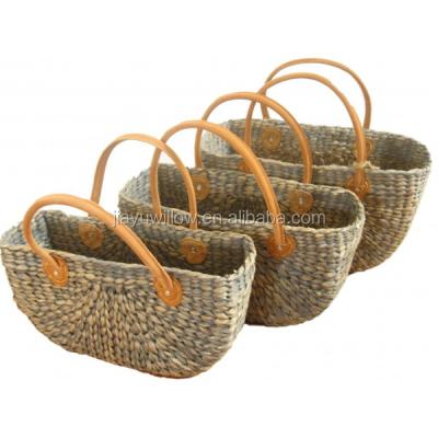 China China Wholesale Rectangle Baskets in Water Hyacinth Set of 3 for sale