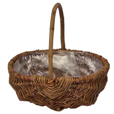 China Wholesale Empty Sustainable Woven Breadfruit Wicker Handle Picnic Wicker Basket With Lid Gift Food Storage Basket for sale