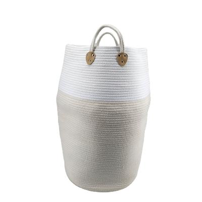 China Wholesales New Style Sustainable Cotton Rope Woven Large Laundry Bread Storage Basket With Long Handles for sale