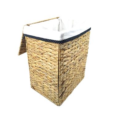 China New eco-friendly foldable laundry basket for home use hotel bathroom with foldable hyacinth wicker lundry basket for sale