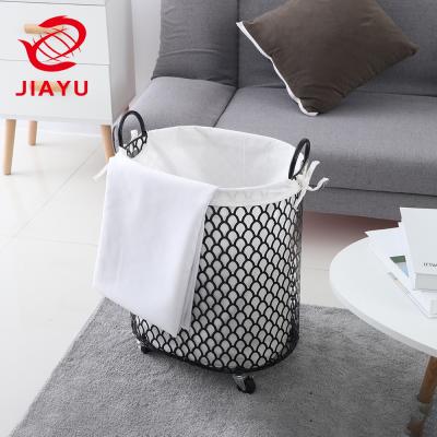 China 2019 Hot North American Small Cloth Storage Metal Wire Laundry Basket for sale