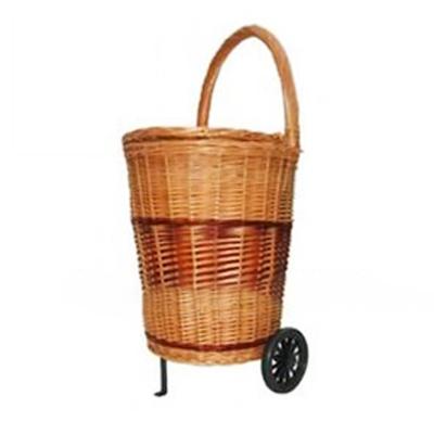 China China Wicker Shopping Cart With 2 Wheels Wicker Shopping Baskets With Wheels for sale