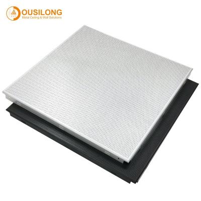 China Integrated Acoustic Decorative Square Aluminum Ceilings Panels 600*600mm Ceiling Tiles Suspended Clip In Ceiling Panel for sale