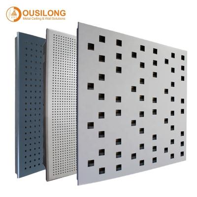 China Integrated Acoustic Decorative Square Suspended Ceilings Panels 600*600mm Clip In Ceiling Panel Aluminum Ceiling Tiles for sale