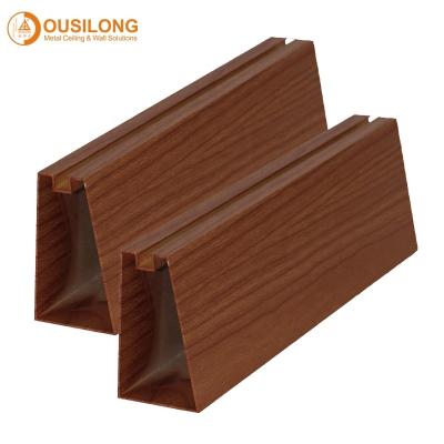 China Artistic Wood Aluminum Square Tube Ceiling Tiles Mouldproof Metal Suspended Baffle Extruded Ceiling Grain Ceilings for sale