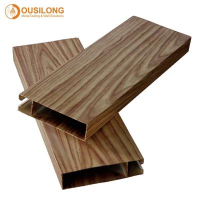 China Aluminum Square Tube Baffle Ceilings Artistic Wood Grain Ceiling Tiles Building Materials Metal Suspended Extruded Artistic Ceilings for sale