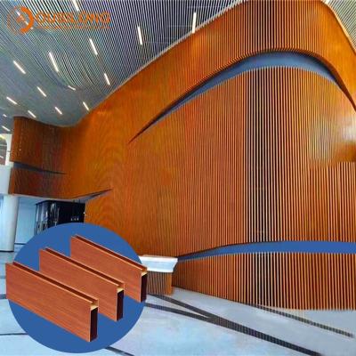 China Artistic Ceilings Ceiling Tiles Decorative Metal Suspended Wood Grain Aluminum Extruded Tube Square Ceiling Panels for sale