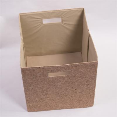 China Sustainable Non Woven Bin Attached Cork Fabric Foldable Cube Organizer Storage For Home for sale