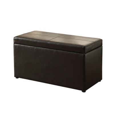 China Removable Wholesale Leather Storage Cover Bench Large Black Ottoman Space Saver for sale