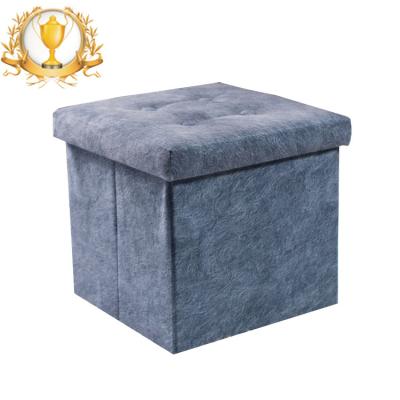 China High Quality Popular Folding Storage Ottoman Living Room Velvet Foldable Storage Ottoman for sale