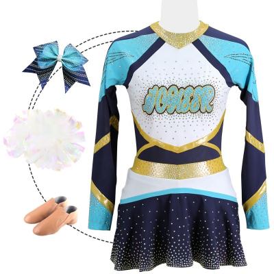 China 250gsm Fabric Competitive Price And Polyester Sparkle Hot Sale Adult Design Your Own Custom Cheerleading Uniforms for sale