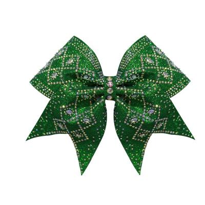 China Factory New Custom Ladies Accessories Headband Fashion Sports Cheerleader High Quality Hair Bow 007-Green Sparkle Hair Bows Cheer Bows for sale