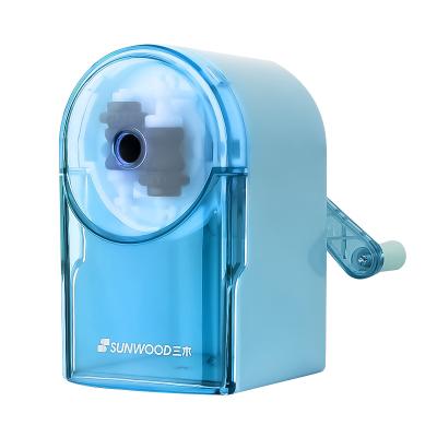 China NEW SUNWOOD Plastic Auto-Feed Manual Pencil Sharpener for Office Home School Classroom Kids Stationery Adjustable Tip X18 Light Blue for sale