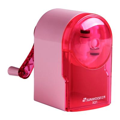 China SUNWOOD Plastic Auto-Feed Pencil Sharpener Manual For Office Home School Classroom For Kids Stationery Adjustable Tip X.21 Red for sale