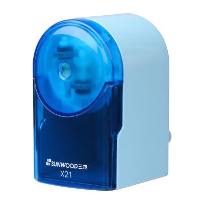 China SUNWOOD Plastic Auto-Feed Pencil Sharpener Manual For Office Home School Classroom For Kids Stationery Adjustable Tip X.21 Blue for sale