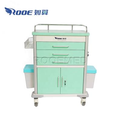 China 32 Series ABS Material Hospital Stainless Steel Cart Easy Clean Medicine Nursing Trolley for sale