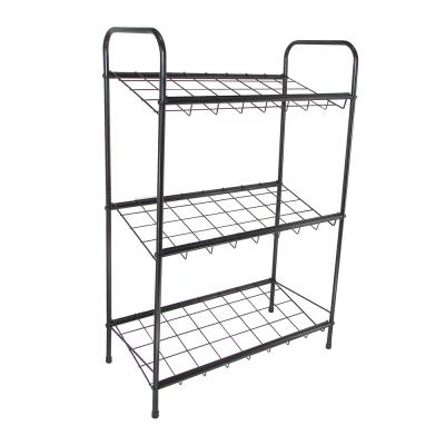 China 2021 Multifunctional Wholesale Metal Shoe Organizer Steel tube.plastic parts.screw entry display 3 tier metal shoe rack for sale