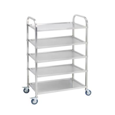 China 4-Layer Stainless Steel Metal Storage Cart Food Trolley Organizer Tea Cake Wine Trolley Portion Hotel Carrier for Home for sale