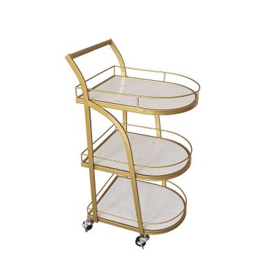 China Modern Wholesale Household Bar Wine Serving Cart Luxury Tea Drinks Food Serving Trolley for sale