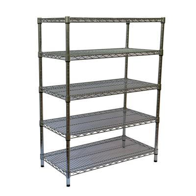 China Durable 5 Layers Antistatic Stainless Steel Powder Coated Storage Chrome Wire Mesh Shelving for sale