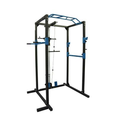 China Modern Customize Logo Fitness Gym Equipment Power Squat Rack With Lat Pull Down Power Cage for sale