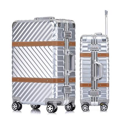 China Aluminum Trolley Bottom Suitcase Travel To Travel Luggage Set With Luggage Push Button Handle for sale