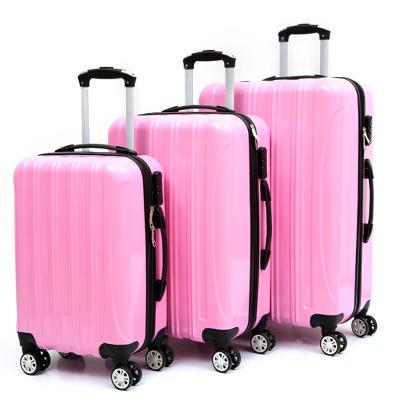 China Pink Color Travel Background Bright Color Travel Vintage Suitcase Trolley Luggage Set for sale