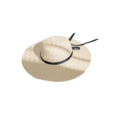 China Luxury Fashion Womenbeach Bow tie Summer Unisex Wide Oversized Comfortable \ Durable Custom 2022 Panama Brim Bow Tie With Bowknott Straw Hats for sale