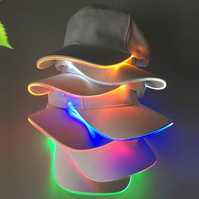 China 2Pcs Flashing Neon Car Customized JOINT Logo Hub Sport Cap Glow at Night with Led Light Up Luminous Baseball Hat for sale