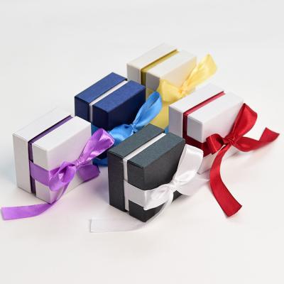 China Ring Ribbon Bow Tie Wholesale Unique Mini Cardboard Ring Christmas Jewelry Box With for sale