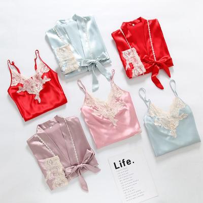 China Wholesale Breathable Women Summer Satin Sleepware Nightgown Pajamas Sets pijamas-por-maire mujer femme pijama for sale