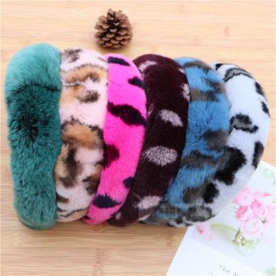 China New fashion trendy real fur headband high quality rex rabbit fur headband for women for sale