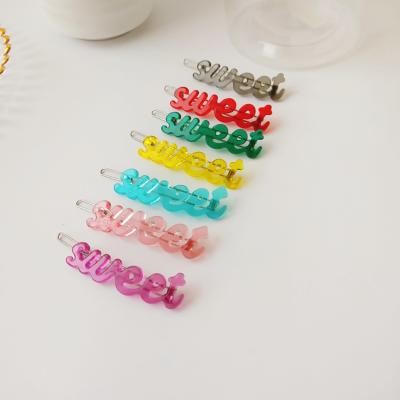 China Wedding Korean Fashion Candy Color Letter Hair Pin Words Cute Sweet Hair Clips For Girls And Ladies for sale