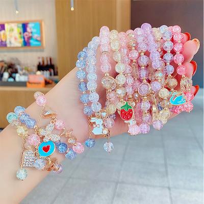 China Hot Selling Cute Cute Lucky Charm Bracelet Cartoon Friendship Bracelet Glass Bead Girl Bracelet for sale