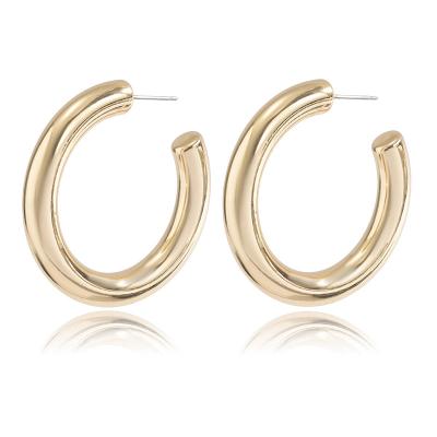 China Wholesale Chunky Big Hollow Rounded cc Earrings 40mm Gold cc Hoop Environmental Friendly Hoop Earrings for sale